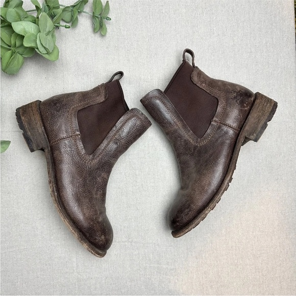 John Fluevog Chelsea Boots Brown Distressed Leather Pull On Women’s Size 8W - Picture 4 of 16